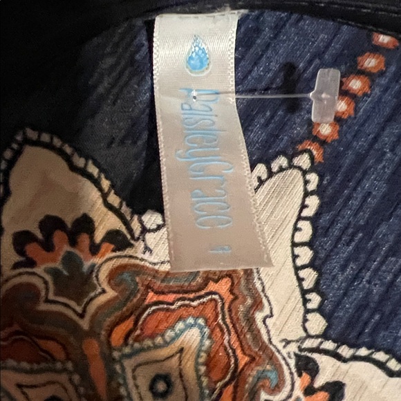 Bohemian Long Sleeve Dress in Navy and Orange - Picture 2 of 2